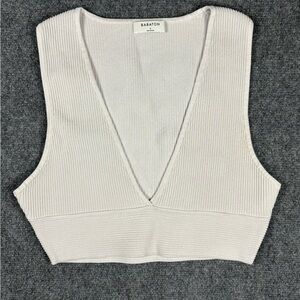 Babaton Aritzia Ribbed Knit Cropped Sweater Tank Cream Size L